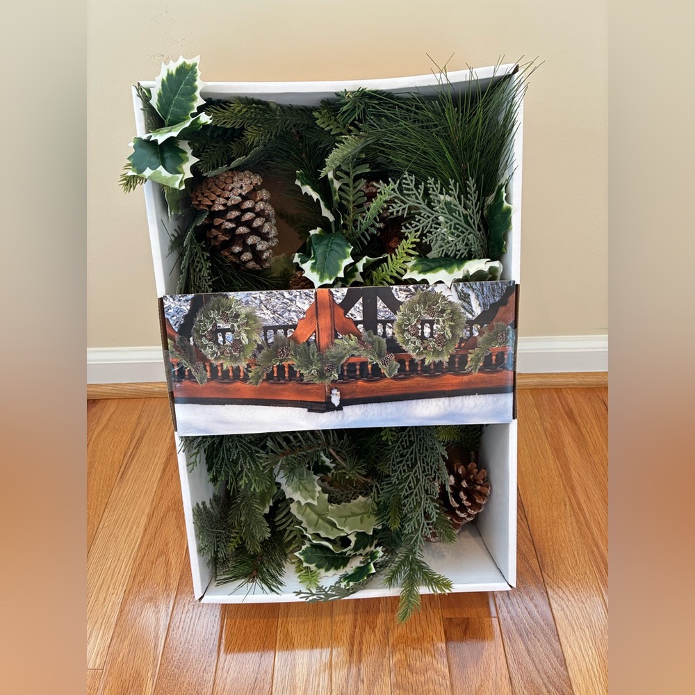 Ashland Holly Pinecone Garland Holiday Winter 6FT